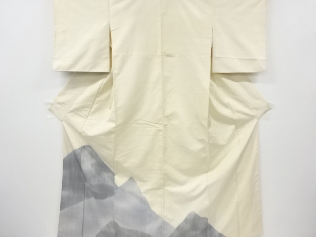 アンティーク　遠山模様織り出し手織り節紬着物